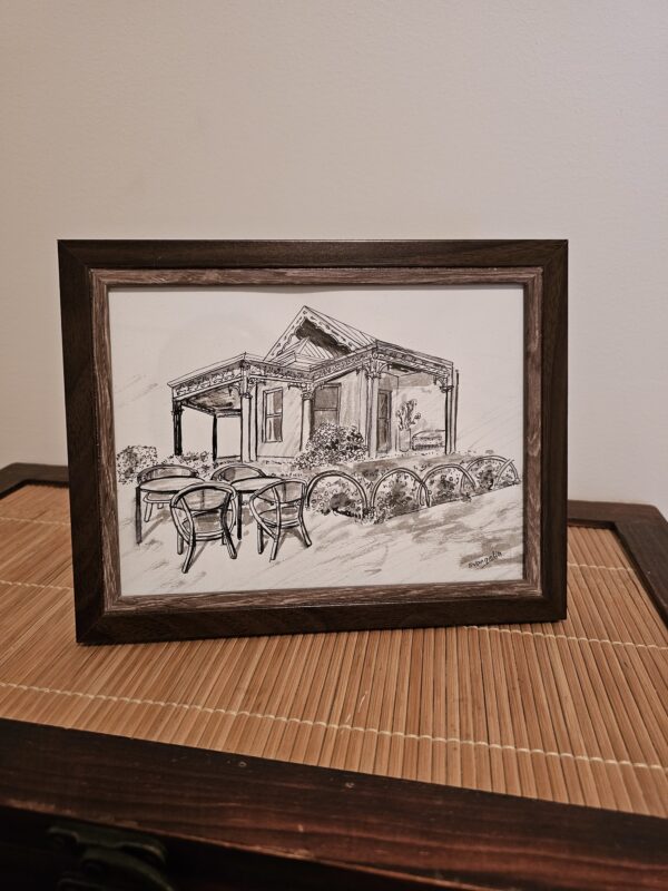 ink drawing stamford in frame
