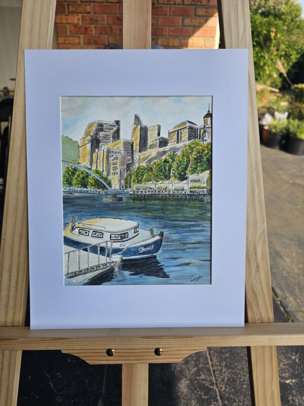 Tranquil Boat On Yarra – Original Watercolour Painting - Image 3