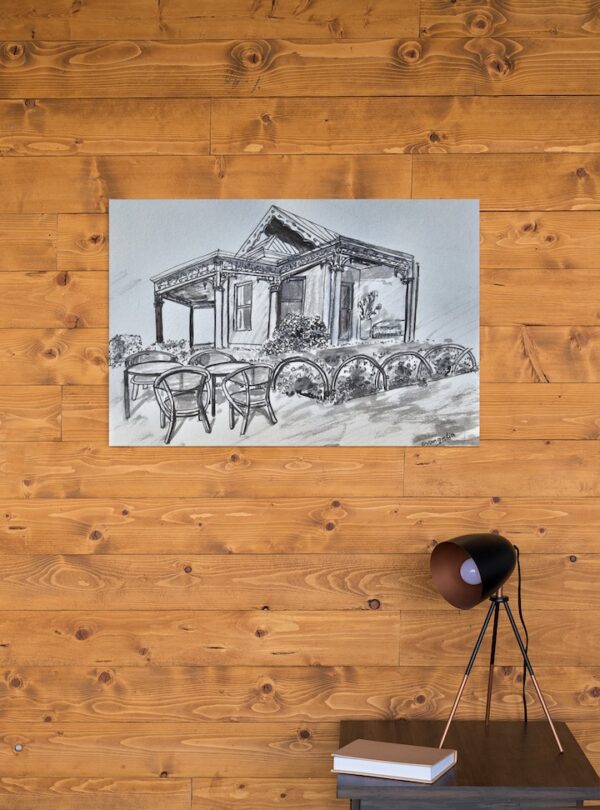 homestead on wooden wall