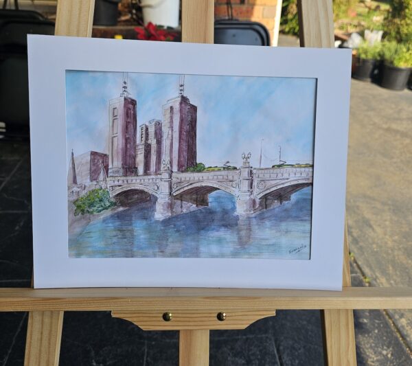 Princess Bridge Melbourne- Watercolour on easel