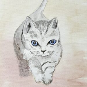 Kitten-Original image of watercolour painting