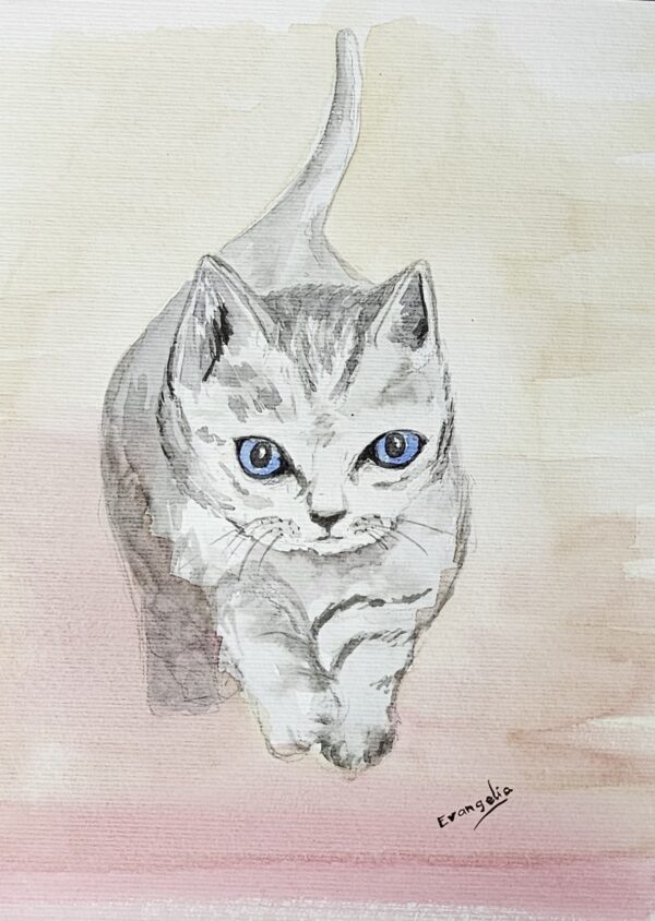 Kitten-Original image of watercolour painting
